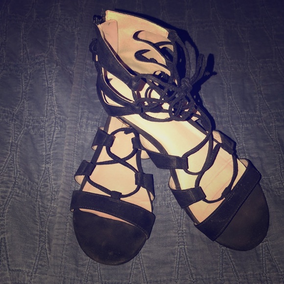 Topshop Shoes - Lace up TOPSHOP sandals with gold heel - sz 8